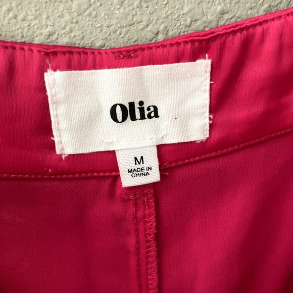 Olia Pleated Wide Leg Satin Trousers - Pink Fuchsia - Medium - Picture 5 of 7